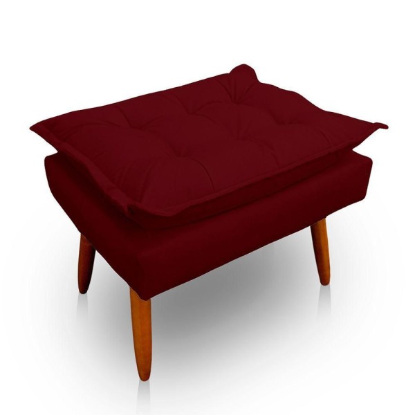 Encontraproduto.com.br - Puff Opala Retangular Para Sala e Quarto Suede Bordo