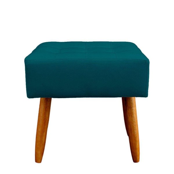 Encontraproduto.com.br - Puff Retangular New Para Sala e Quarto Suede Azul Turquesa