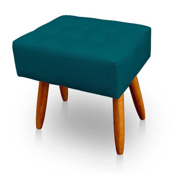 Encontraproduto.com.br - Puff Retangular New Para Sala e Quarto Suede Azul Turquesa