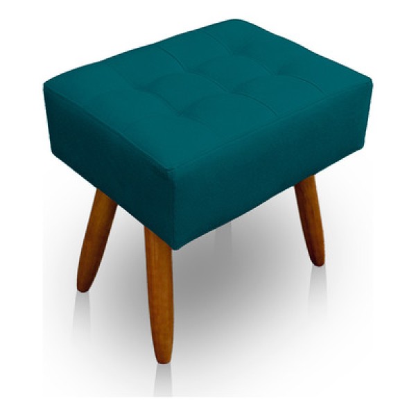 Encontraproduto.com.br - Puff Retangular New Para Sala e Quarto Suede Azul Turquesa