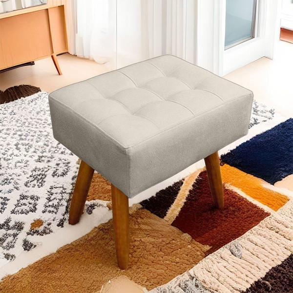 Encontraproduto.com.br - Puff Retangular New Para Sala e Quarto Suede Bege