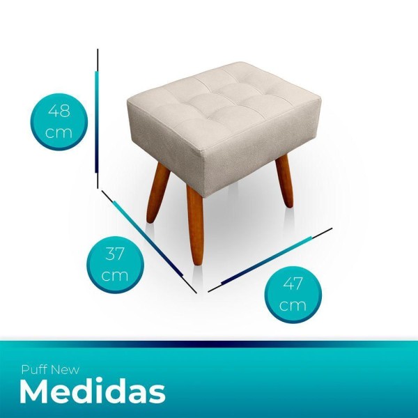 Encontraproduto.com.br - Puff Retangular New Para Sala e Quarto Suede Bege