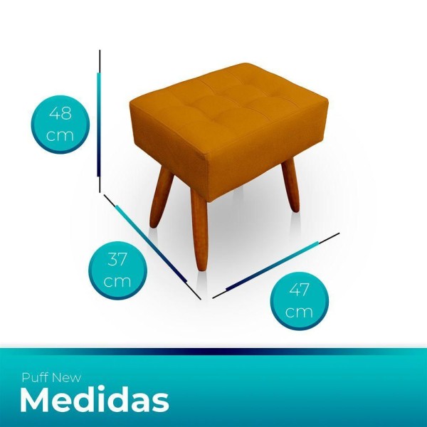 Encontraproduto.com.br - Puff Retangular New Para Sala e Quarto Suede Mostarda