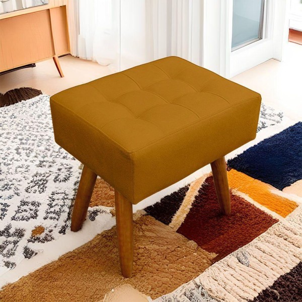 Encontraproduto.com.br - Puff Retangular New Para Sala e Quarto Suede Mostarda