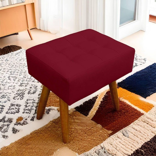 Encontraproduto.com.br - Puff Retangular New Para Sala e Quarto Suede Vermelho