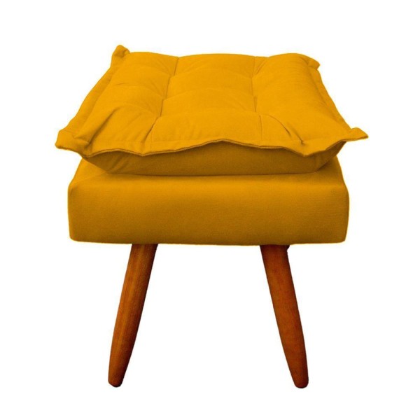 Encontraproduto.com.br - Puff Opala Retangular Para Sala e Quarto Suede Amarelo