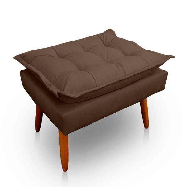 Encontraproduto.com.br - Puff Opala Retangular Para Sala e Quarto Suede Capuccino