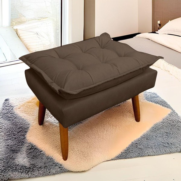 Encontraproduto.com.br - Puff Opala Retangular Para Sala e Quarto Suede Capuccino
