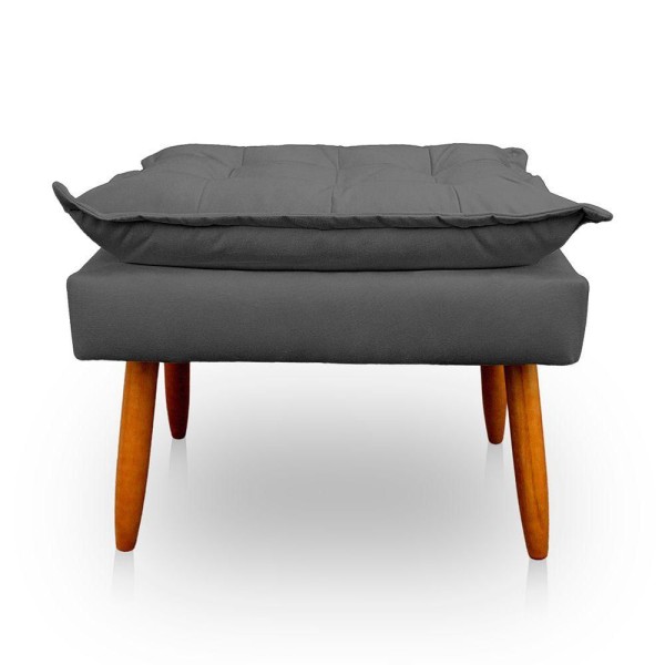 Encontraproduto.com.br - Puff Opala Retangular Para Sala e Quarto Suede Cinza