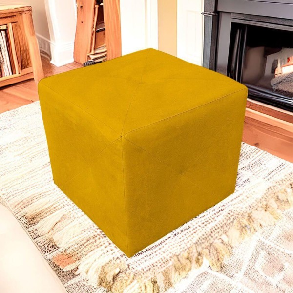 Encontraproduto.com.br - Puff Retangular Elo Para Sala e Quarto Suede Amarelo