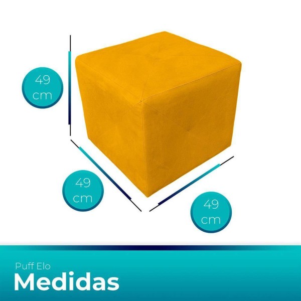 Encontraproduto.com.br - Puff Retangular Elo Para Sala e Quarto Suede Amarelo