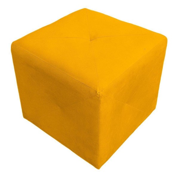 Encontraproduto.com.br - Puff Retangular Elo Para Sala e Quarto Suede Amarelo