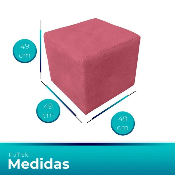 Encontraproduto.com.br - Puff Retangular Elo Para Sala e Quarto Suede Rose