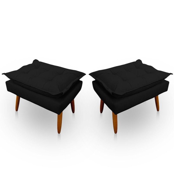 Encontraproduto.com.br - Kit 2 Puff Opala Retangular Para Sala e Quarto Suede Preto