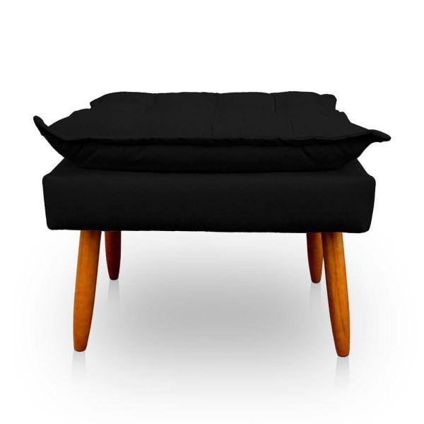 Encontraproduto.com.br - Kit 2 Puff Opala Retangular Para Sala e Quarto Suede Preto