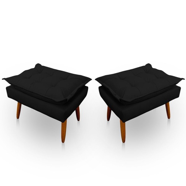 Encontraproduto.com.br - Kit 2 Puff Opala Retangular Para Sala e Quarto Suede Preto