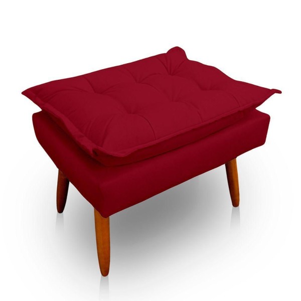 Encontraproduto.com.br - Kit 2 Puff Opala Retangular Para Sala e Quarto Suede Vermelho