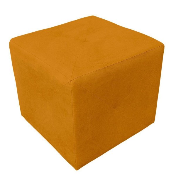 Encontraproduto.com.br - Kit 2 Puff Retangular Elo Para Sala e Quarto Suede Mostarda