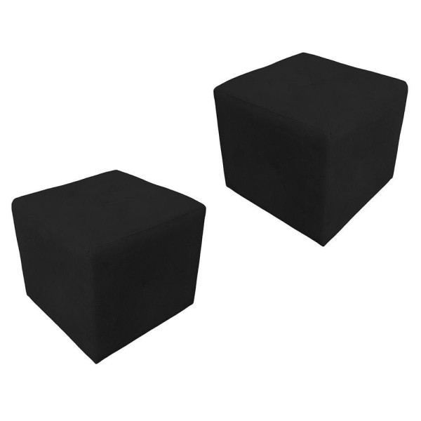 Encontraproduto.com.br - Kit 2 Puff Retangular Elo Para Sala e Quarto Suede Preto
