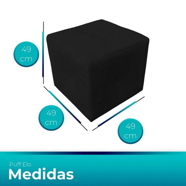 Encontraproduto.com.br - Kit 2 Puff Retangular Elo Para Sala e Quarto Suede Preto