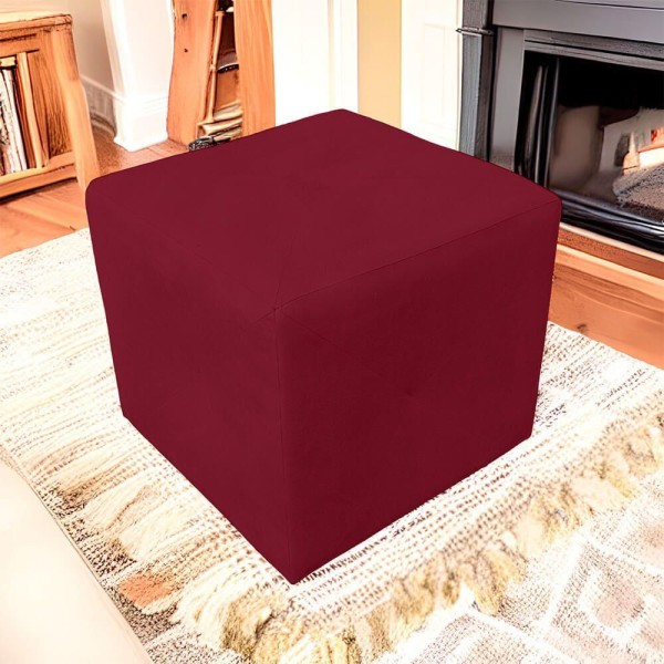 Encontraproduto.com.br - Kit 2 Puff Retangular Elo Para Sala e Quarto Suede Vermelho