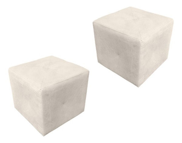 Encontraproduto.com.br - Kit 2 Puff Retangular Elo Para Sala e Quarto Suede Vermelho