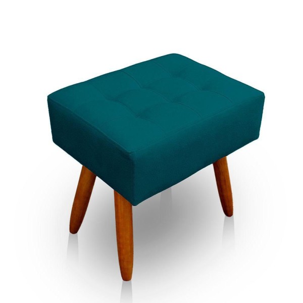 Encontraproduto.com.br - Kit 2 Puff Retangular New Para Sala e Quarto Suede Azul Turquesa