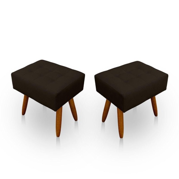 Encontraproduto.com.br - Kit 2 Puff Retangular New Para Sala e Quarto Suede Marrom