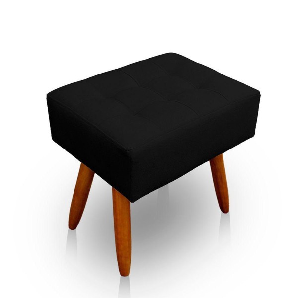 Encontraproduto.com.br - Kit 2 Puff Retangular New Para Sala e Quarto Suede Preto