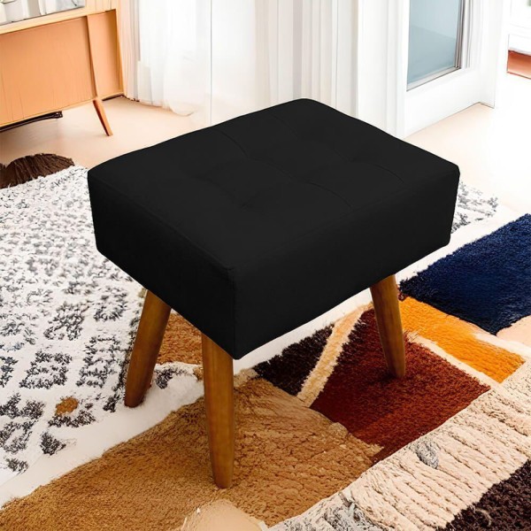 Encontraproduto.com.br - Kit 2 Puff Retangular New Para Sala e Quarto Suede Preto