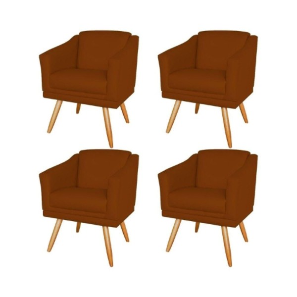 Kit 4 Poltronas San Diego Sued Terracota - Kimi Design