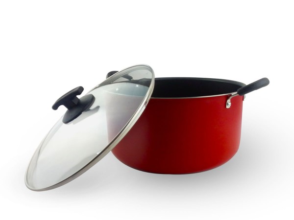 Encontraproduto.com.br - KIT 2 Caçarola Antiaderente Grande Familia Dona Chefa 24 e 28 cm Tampa de Vidro e Alças Antitérmicas