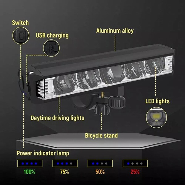 Encontraproduto.com.br - Farol Bike 5 Leds com 26.000 Lumen forte 80.000mAh Bicicleta