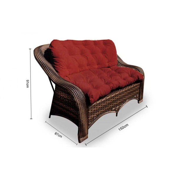Encontraproduto.com.br - Conjunto De Sofá Fibra Sintética Melo-1 Sofá 2 L+2 Poltronas+1 Mesa Centro- Duna Vermelho