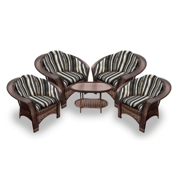 Encontraproduto.com.br - Conjunto De Poltronas Fibra Sintética 19 - 4 Poltronas + 1 Mesa Centro - Tecido Illimani Preto