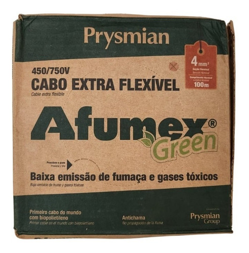 Encontraproduto.com.br - Cabo Flexivel 750V 4mm Preto 100 Metros  Afumex Prysmian