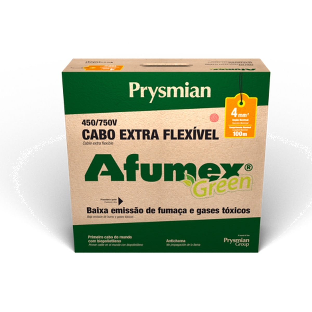 Encontraproduto.com.br - Cabo Flexivel 750V 4mm Preto 100 Metros  Afumex Prysmian