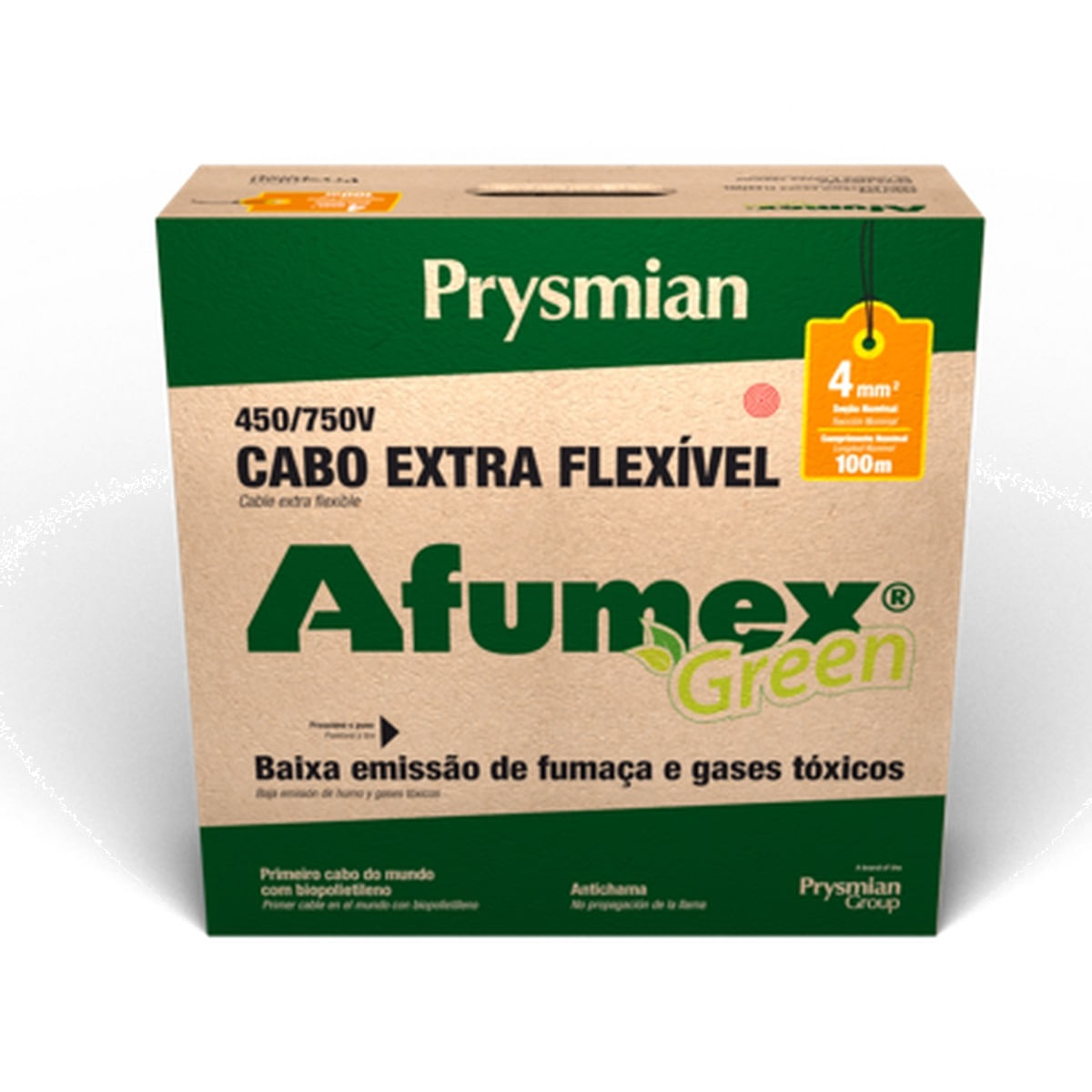 Encontraproduto.com.br - Cabo Flexivel 750V 4mm Vermelho 100 Metros Afumex Prysmian