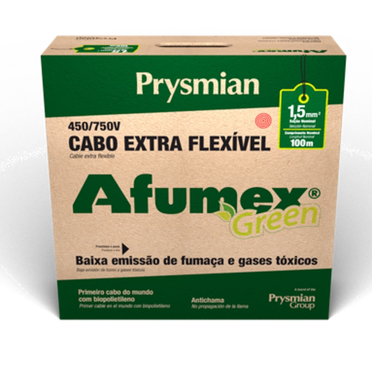 Encontraproduto.com.br - Cabo Afumex Flexível Plus 1,50Mm 750V Rolo Com 100 Metros 750V Prysmian