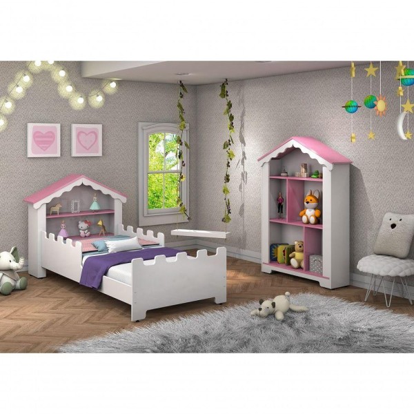 Encontraproduto.com.br - Cama Princesa Juvenil Magia Acompanha Estante E Colchão