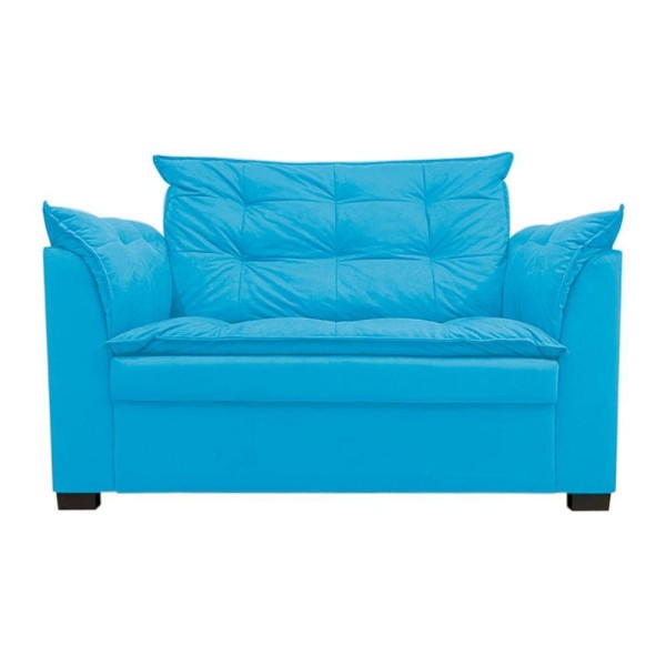 Encontraproduto.com.br - Sofá Namoradeira Dandara 2 Lug Decorativa Para Sala Suede Cor:azul Tiffany