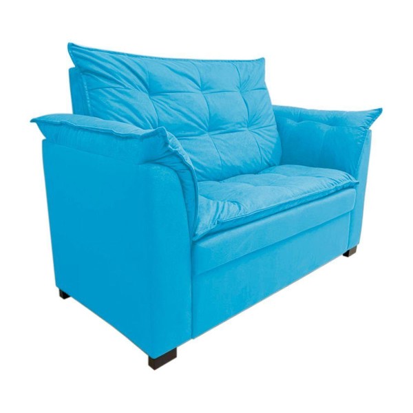 Sofá Namoradeira Dandara 2 Lug Decorativa Para Sala Suede Cor:azul Tiffany