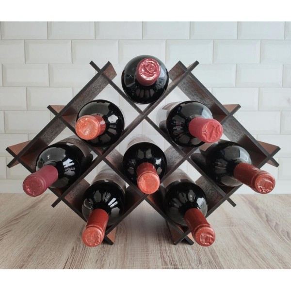 Encontraproduto.com.br - Adega De Mdf Envernizado Para Mesa Com 8 Nichos Suporte Porta Garrafas De Vinho Sulartes