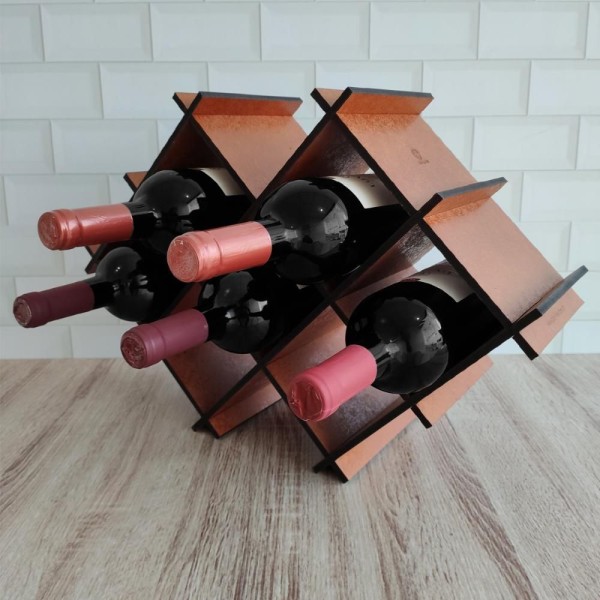 Encontraproduto.com.br - Adega De Mdf Envernizado Para Mesa Com 8 Nichos Suporte Porta Garrafas De Vinho Sulartes