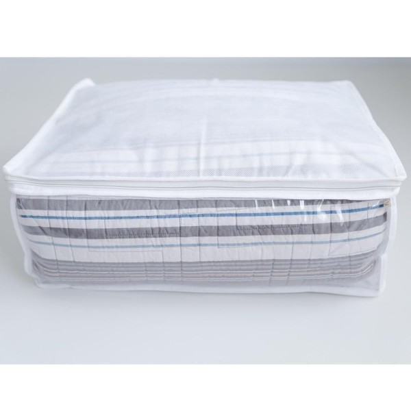 Encontraproduto.com.br - Kit 2 Capas Protetoras Para Cobertas Edredons 50x40x15cm Em Plástico E Tnt Com Zíper Branco