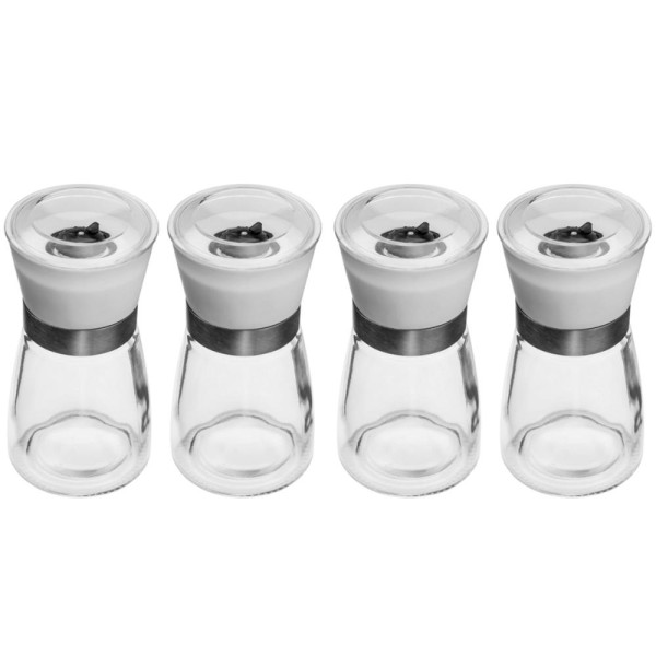 Encontraproduto.com.br - 4 Moedores de Sal e Pimenta Temperos 170ml Lyor em Vidro com Moinhos de Cerâmica