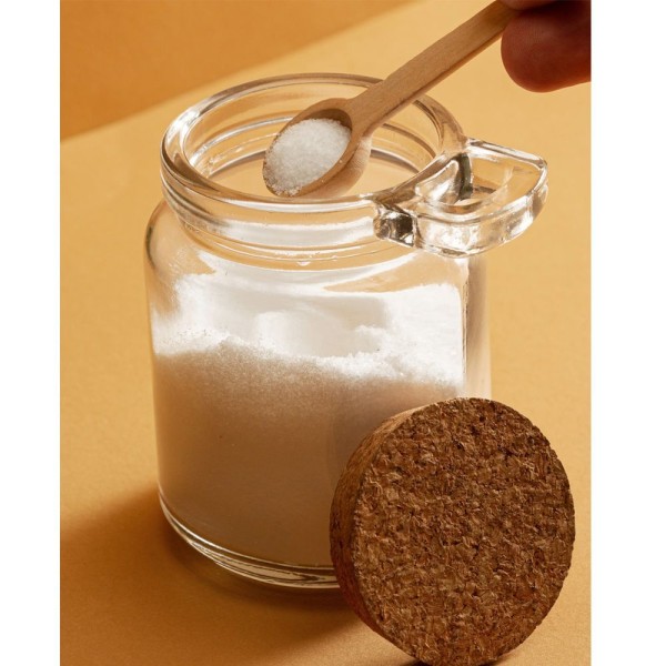 Encontraproduto.com.br - Conjunto 4 Pote Porta Temperos De Vidro Tampa De Rolha 240ml Colher De Bambu Lyor