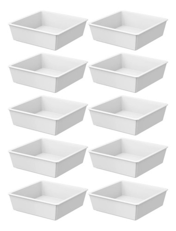 Encontraproduto.com.br - Kit 10 Travessas 230ml Tigelas Retangulares Brancas Coza Em Polipropileno Para Restaurante