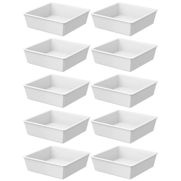 Encontraproduto.com.br - Kit 10 Travessas 230ml Tigelas Retangulares Brancas Coza Em Polipropileno Para Restaurante
