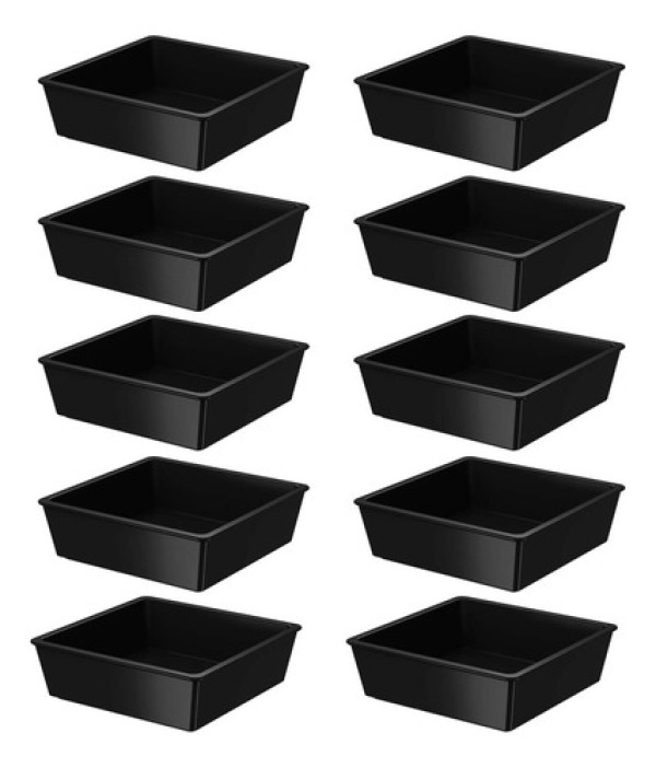 Encontraproduto.com.br - Kit 10 Travessas 4,8l Retangulares Para Servir A Mesa Preta Bandeja Salada Sobremesa Coza